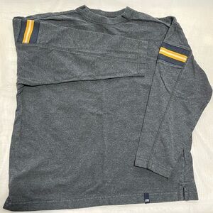 GAP Gray Long Sleeve Shirt with Yellow and Blue Stripes